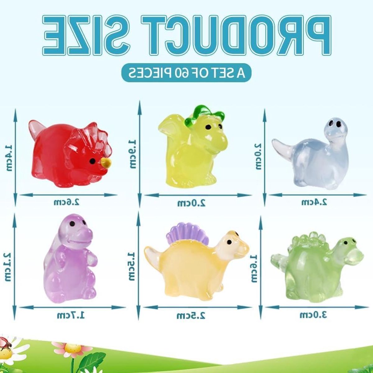 30 stuks fosforescerende mini-dinosaurussen - Glow in the dark - Decoratieve harsfiguren