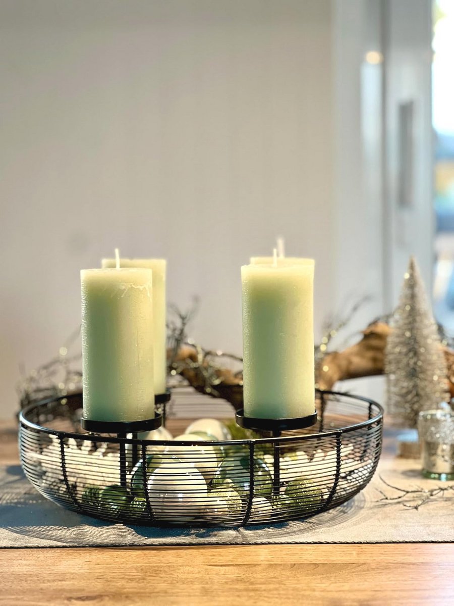Adventskrans 36,5 cm - Zwart Metalen Kerstdecoratie met Kaarsenhouder – foto 3