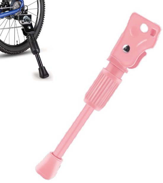 Foto: Fietsstandaard 16 inch fietsstandaard kinderfiets mtb kickstand kinder en jeugdfietsen robuust aluminium zijstandaard fiets makkelijk te installeren fiets e bike stadsfiets mountainbike compatibel roze