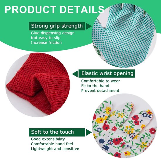 Ibenzoa® 4 Paar Dames Tuinhandschoenen - Comfortabel & Beschermend met Bloemenprint van Ibenzoa — afbeelding 4