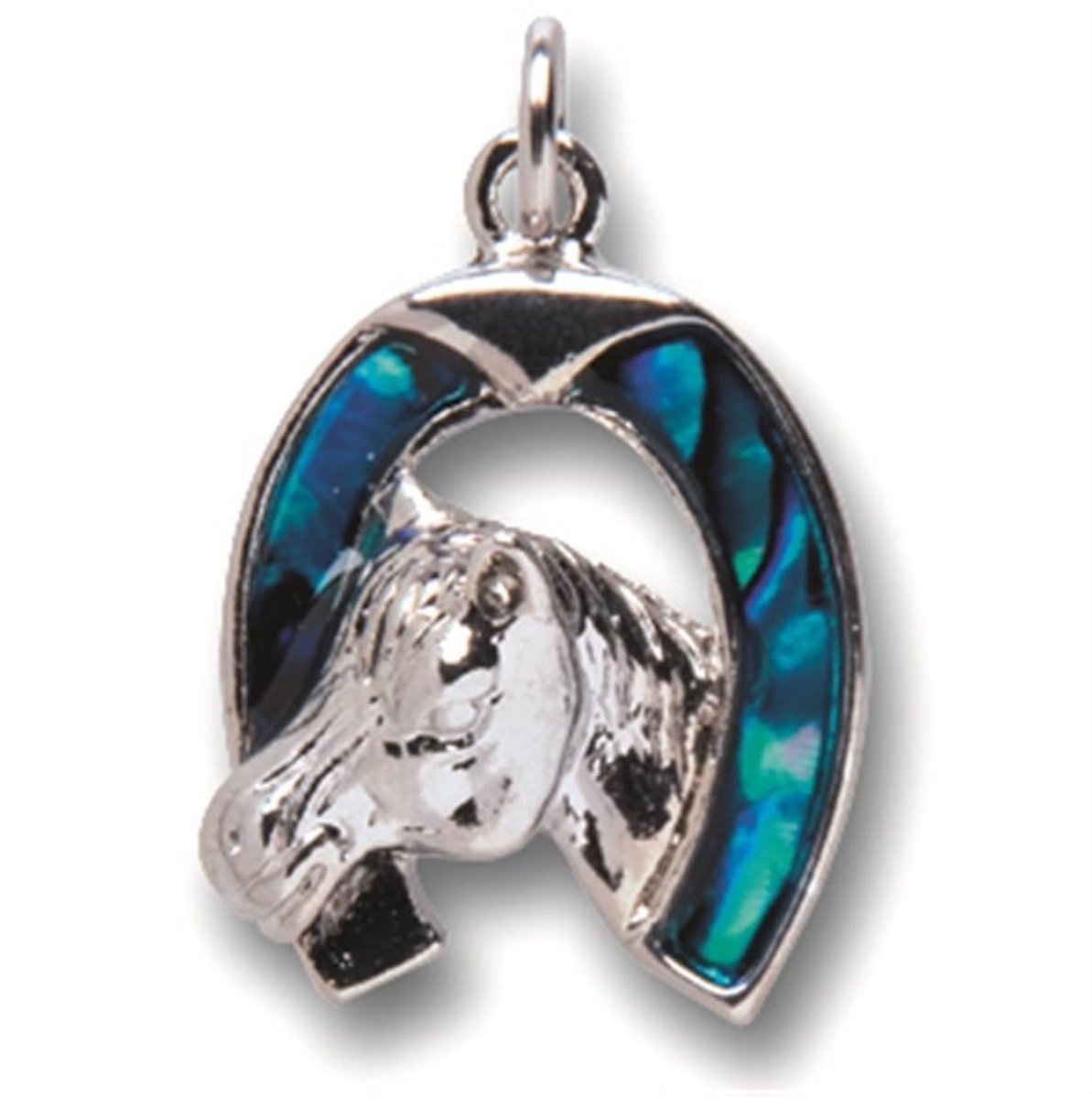 Hanger Hoefijzer Paardenhoofd met paua schelp