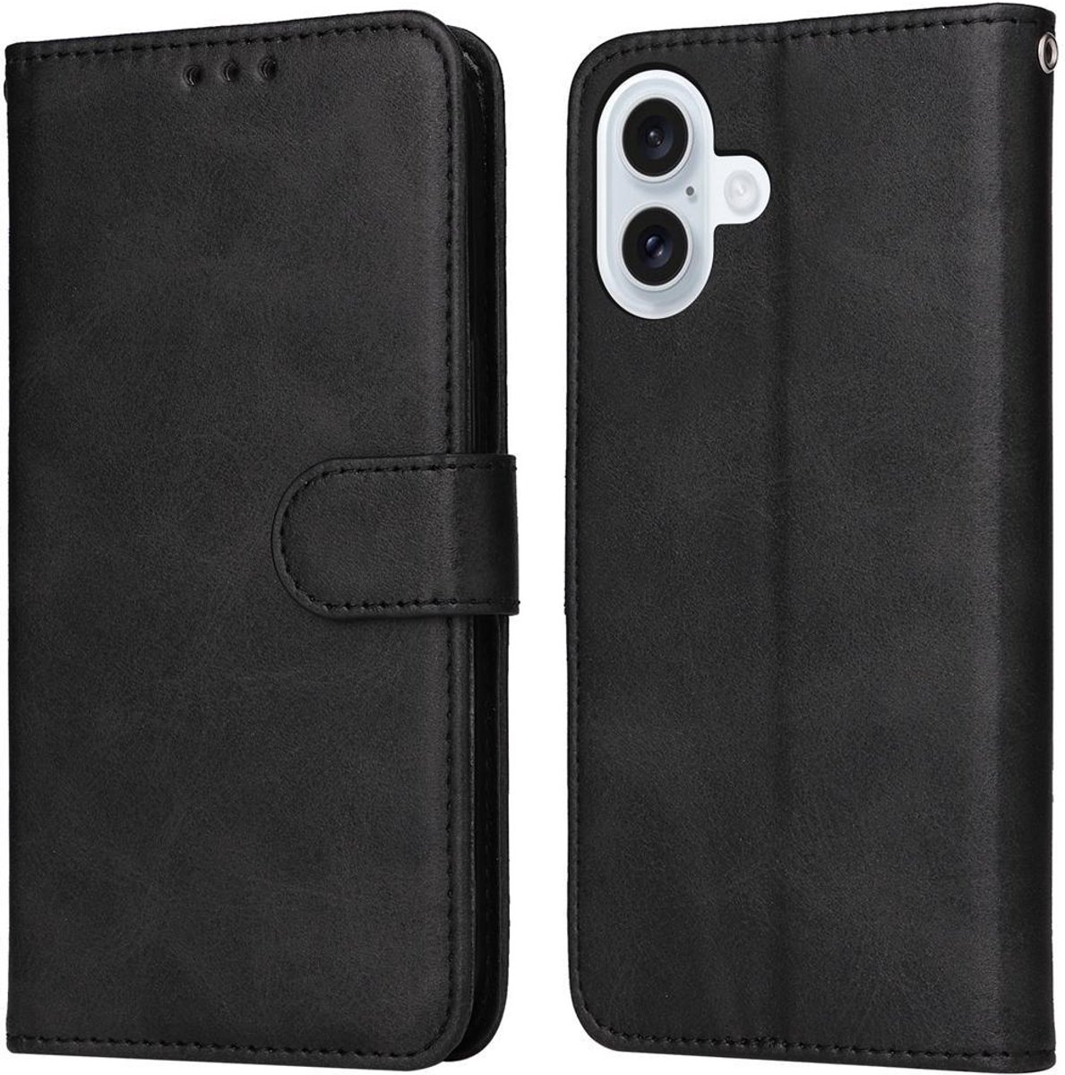 Mobigear Telefoonhoesje geschikt voor Apple iPhone 17 Hoesje | Mobigear Wallet Bookcase Portemonnee | Pasjeshouder voor 3 Pasjes | Telefoonhoesje voor Pinpas / OV Kaart / Rijbewijs - Zwart