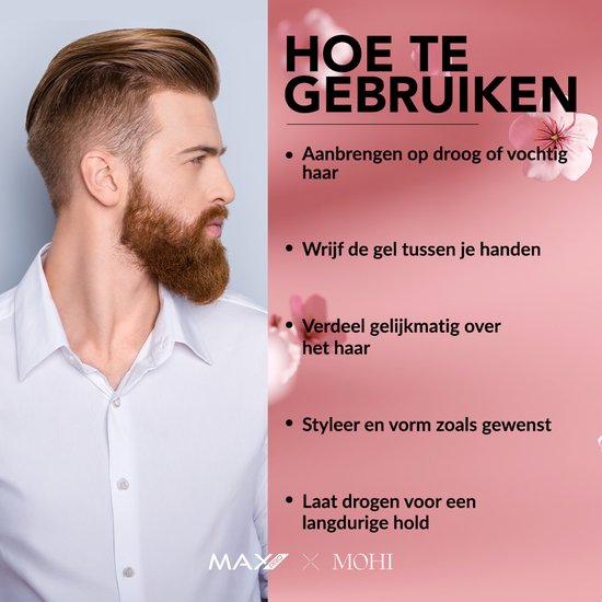 MOHI Homme Hair Gel 250 ml – Gel capillaire puissant pour homme – Droog rapide, Geen flocons – Look parfait toute la journée