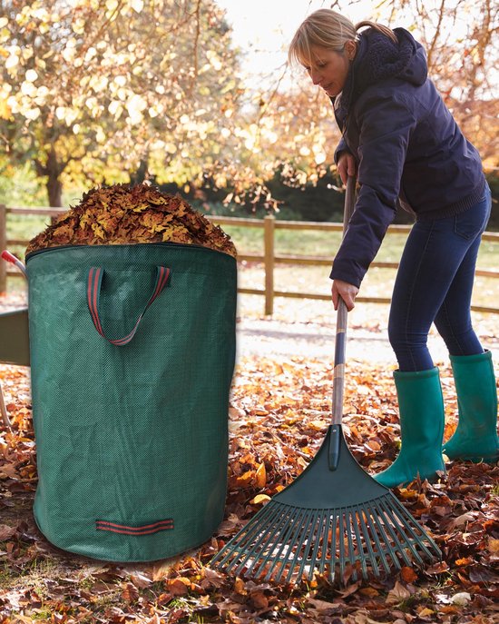 Ibenzoa® Tuinafvalzak 120L met Deksel, Opvouwbaar & Herbruikbaar — afbeelding 3