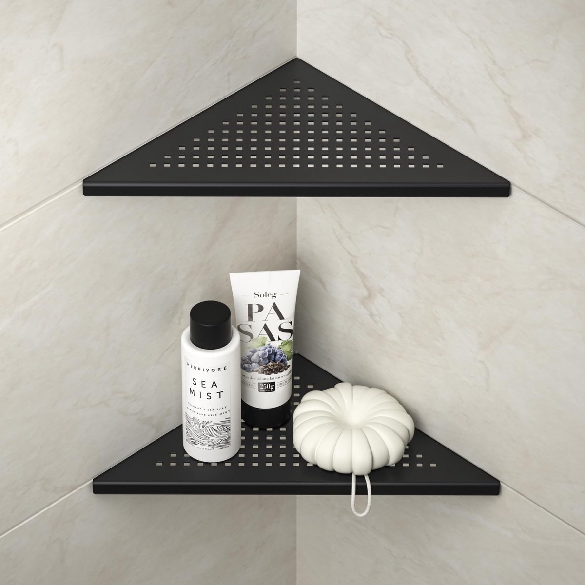Ibenzoa® Hoekplank Doucheplank Roestvrij Stalen Organizer 304 - 2 Stuks Zwart