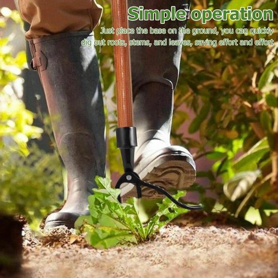 1 stuk - Handmatige onkruidverwijderaar - onkruidverwijderaar met voetplaat voor onkruidverwijdering - zwarte aluminium onkruidverwijderaar - zwaar gereedschap voor het verwijderen van onkruid voor tuin van Merkloos	 — afbeelding 4