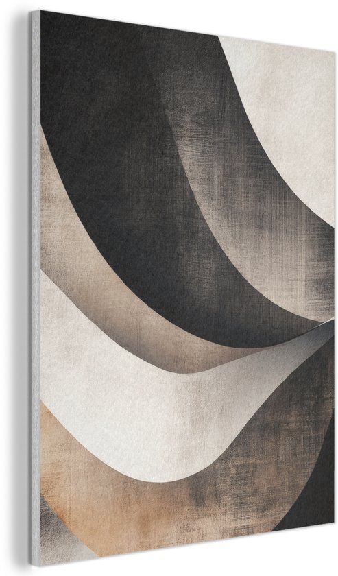 Panneau mural acoustique 70x100 cm - Peinture en Feutre Abstrait - Vagues - Zwart - Patiné - Panneaux acoustiques - Décoration murale insonorisante - Isolation phonique salon - Décoration murale panneaux sonores