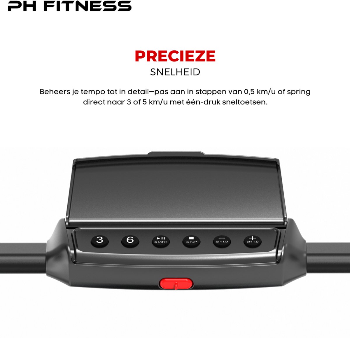 Afbeelding 3 van PH Fitness Loopband 10 km/u - Opvouwbare Treadmill – 1.5PK Motor - Hometrainer voor Thuis - Inklapbaar - 130 kg Draagvermogen - Bluetooth App - Compact en Opvouwbaar met Veiligheidssleutel