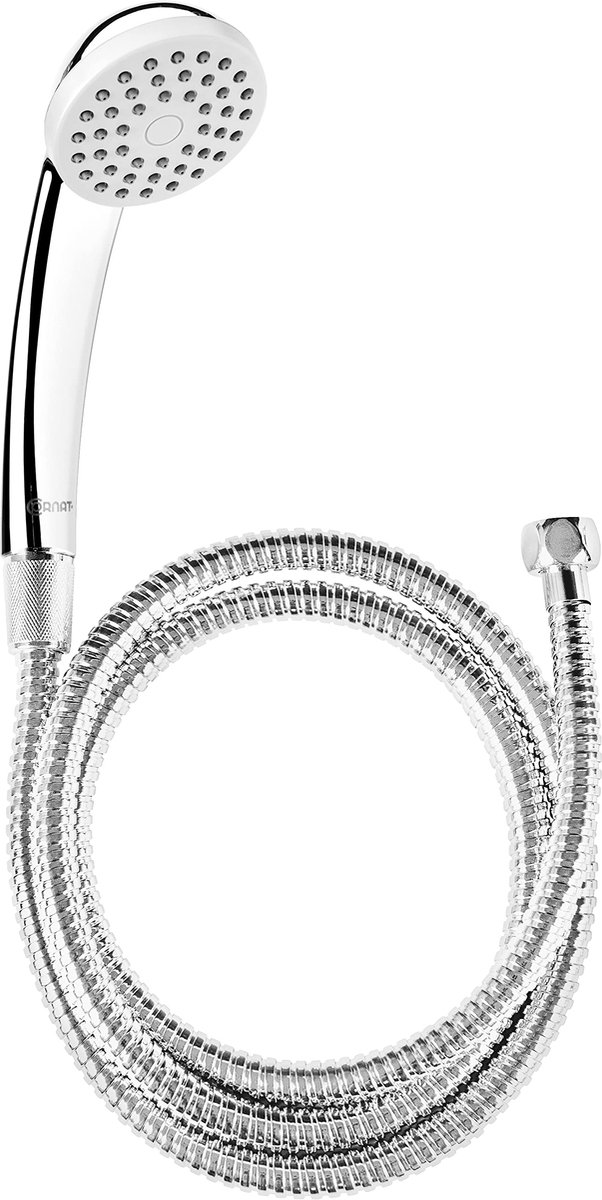 Cornat doucheset "Amarela" - handdouche Ø 67 mm - 1 straalsoort - antikalk- & waterbesparend inzetstuk - 150 cm doucheslang / douchekop voor douche & bad / douchekopset / TECB3433