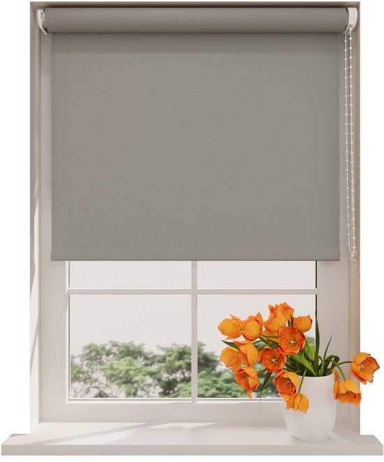 Store enrouleur Easy Base - Occultant - Gris clair - 150 x 190 cm