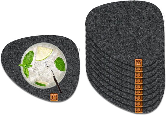 Miqio Design zitkussen, rechthoekig, van vilt met antislipnoppen, duurzaam van gerecyclede PET-flessen, 35 x 35 cm, set van 6, wasbare stoelkussens, antislip, zitkussen voor bank en stoel