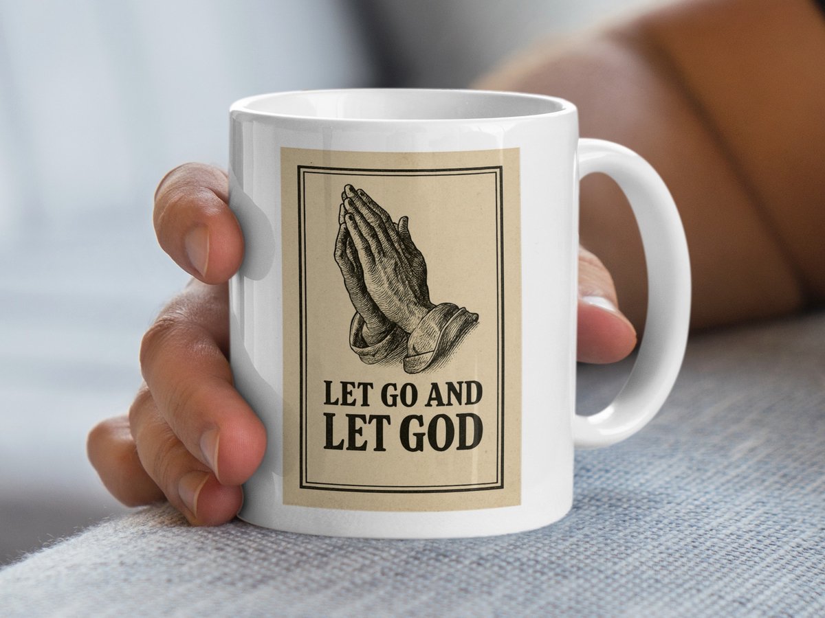 Laat Los en Laat God Mok, Christelijke Mok, Religieuze Mok, Inspirerende Mok, Cadeau Idee