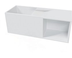AquaVik Fontein Toilet Met Nis - Solid Surface Mat Wit - 54x20cm - Handenwasser - Wc Fontein - Toiletfontein - Fonteinkast - Nis Fontein