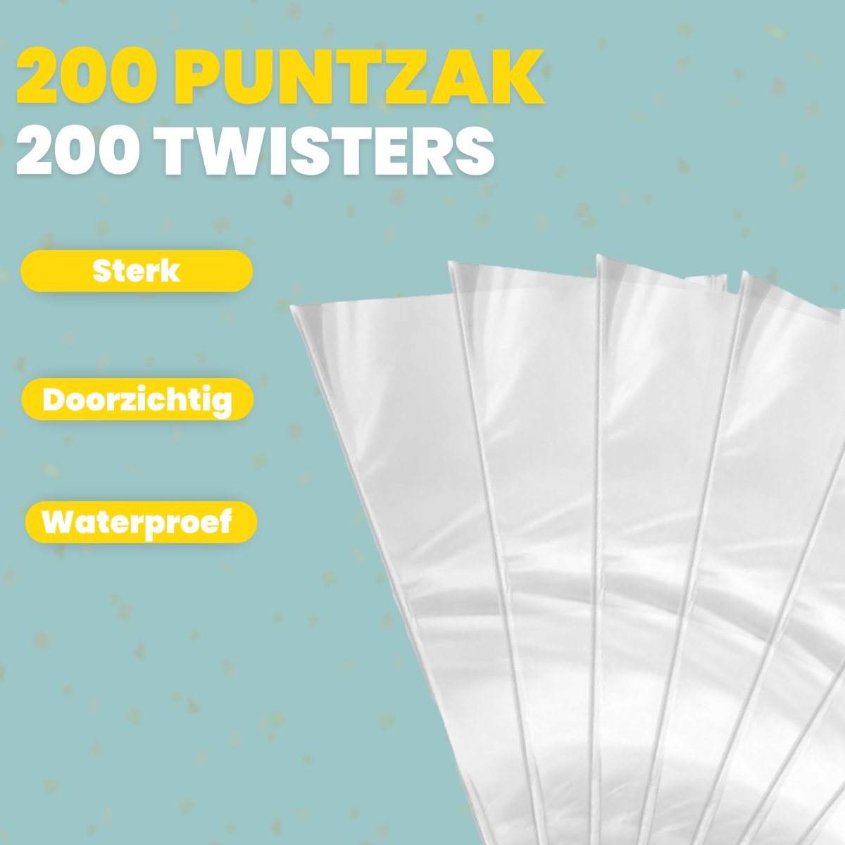 Feestio Uitdeelzakjes Puntzak - 200 Stuks - Snoepzakjes - Traktatie Zakjes Kinderfeestje - Cellofaanzakjes Transparant - Cadeauzakjes - Snoepzak — afbeelding 4
