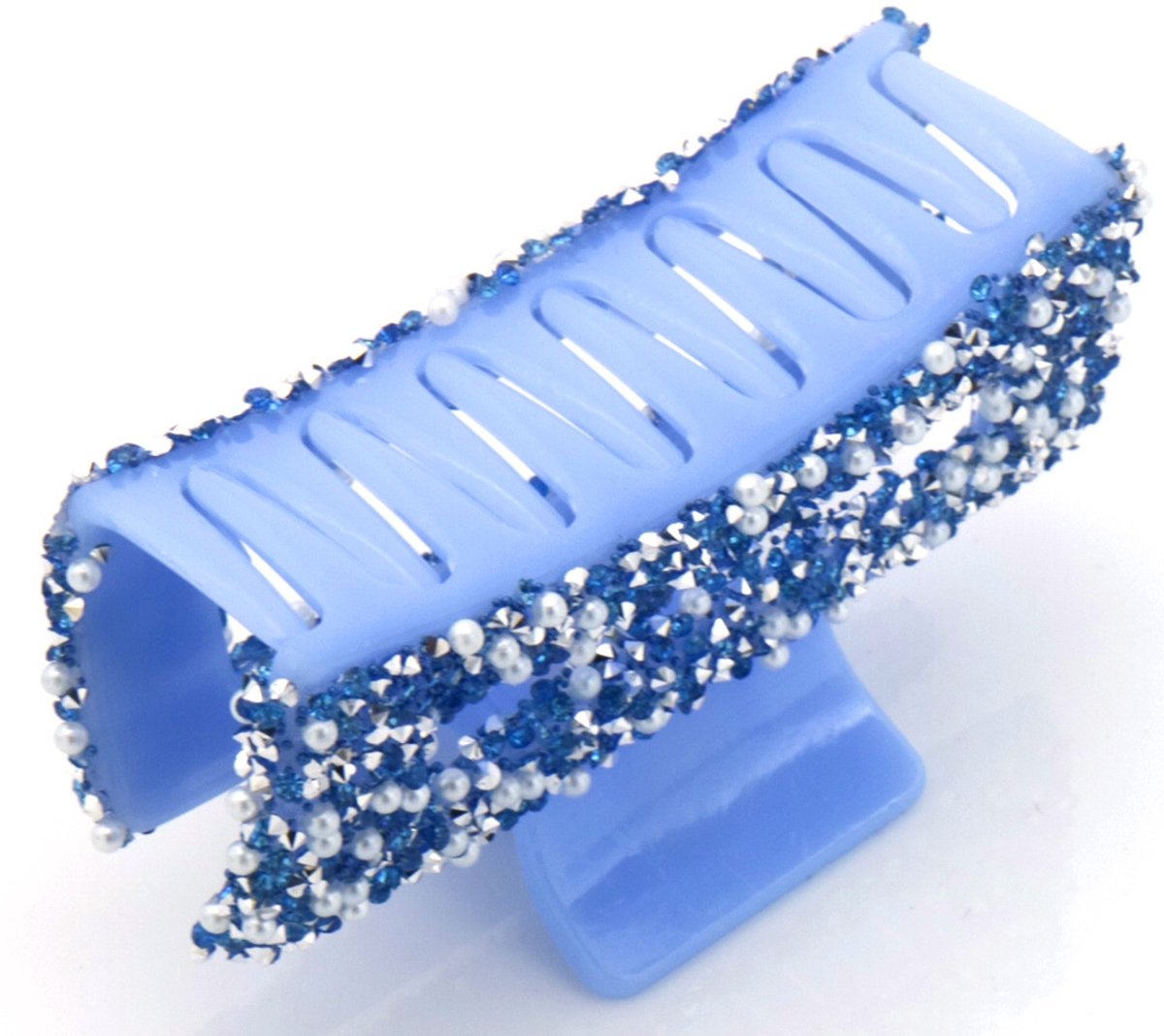 Haarclip - Glitters & Parel Detail - 8.5cm - Blauw