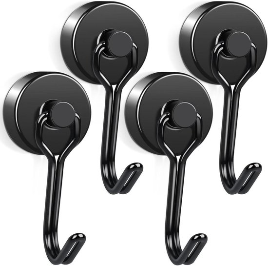 DUTIFUL Magneethaak, 15 kg, extra sterk, 360 graden draaibaar, neodymium magneten met haak, super sterke magnetische haak voor keuken, slaapkamer, kantoor, kluisjes, koelkastmagneet