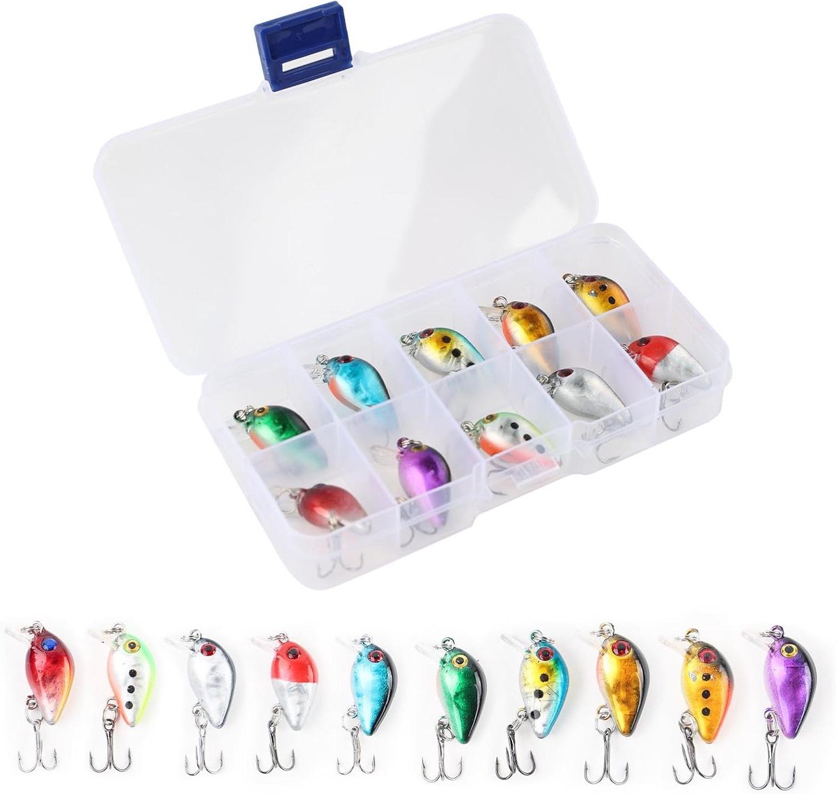 Inovra Plus - Kunstvis Set Forel Wobbler Spinner Visserijaas met Haakdoos - 10 Stuks