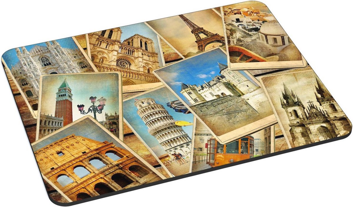 Gaming en Office muismat 220 x 180 mm - Antislip en genaaide randen - Vintage design
