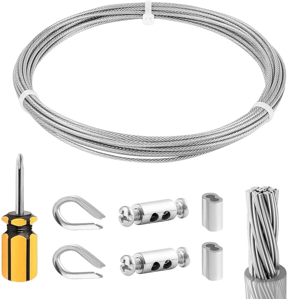 Allecto Plus - 304 RVS kabel 6 m met 2 mm dikte voor waslijn en hekwerk - Indoor en Outdoo