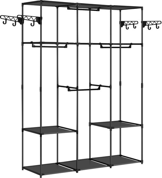 Cosaving Kledingrek, stevige kapstok, smalle kapstok, metalen kapstok voor de slaapkamer, 40 x 40 x 140 cm, zwart