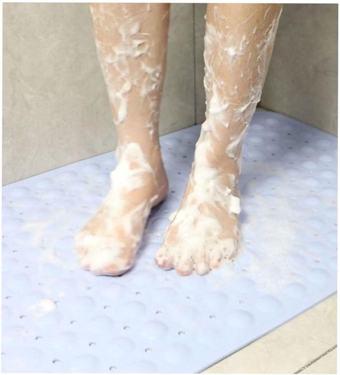 Allecto Plus - Douchemat 48 x 48 cm Antislip Mat Massage voor Douche Antislip met Zuignap Veilig voor Machine Sauna Douche Standaard Vierkant Lichtblauw