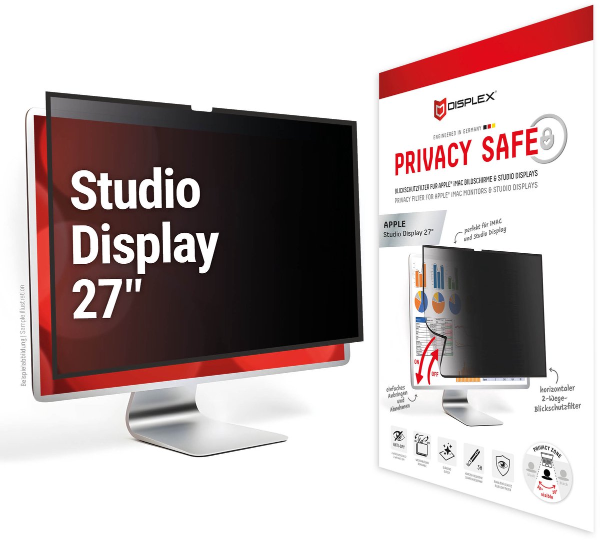 Displex 02091 schermfilter 68,6 cm (27") Monitor Randloze privacyfilter voor schermen 3H