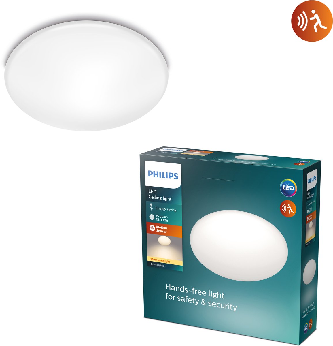 Philips plafondlamp LED Shan met bewegingssensor wit 12W