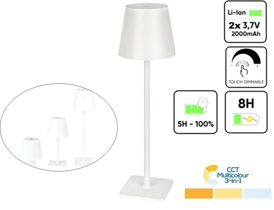 2x Oplaadbare Tafellamp USB – Groen – IP54 - Draadloos – Dimbaar