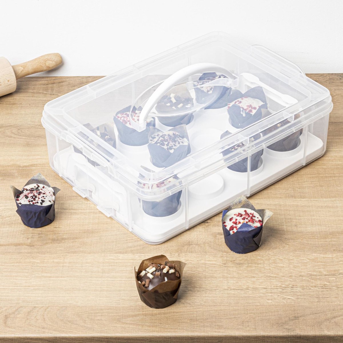 transportbox Container voor taarten en cupcakes 2 niveaus