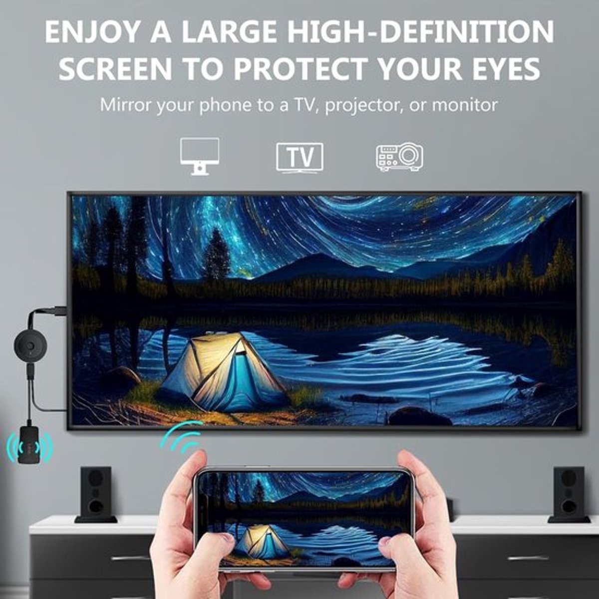 Full HD- Smart HDMI Dongle - Draadloos tv kijken - WIFI Receiver Voor Android, Google en IOS - App Streaming -Grijs-2025 Nieuw — cadeau in Elektronica - foto 5