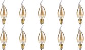 Lampe LED SPL E14 2W Dimmable - CRI 93 - Or - Wit Extra Chaud - 2200K - Bougie à Filament LED Flamme C35 - Remplace 15W - 10 Pièces