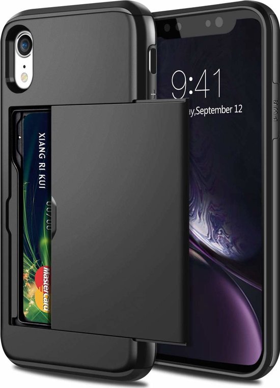 Shieldcase Kaarthouder case met slide iPhone Xr zwart bol