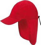 Kindercap rood met nek bescherming - Babypetje - Kinder pet met flap - Zonbescherming