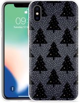 Geschikt voor Apple iPhone X Hoesje Snowy Christmas Trees - Designed by Cazy