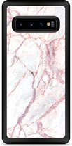 Galaxy S10 Hardcase hoesje White Pink Marble