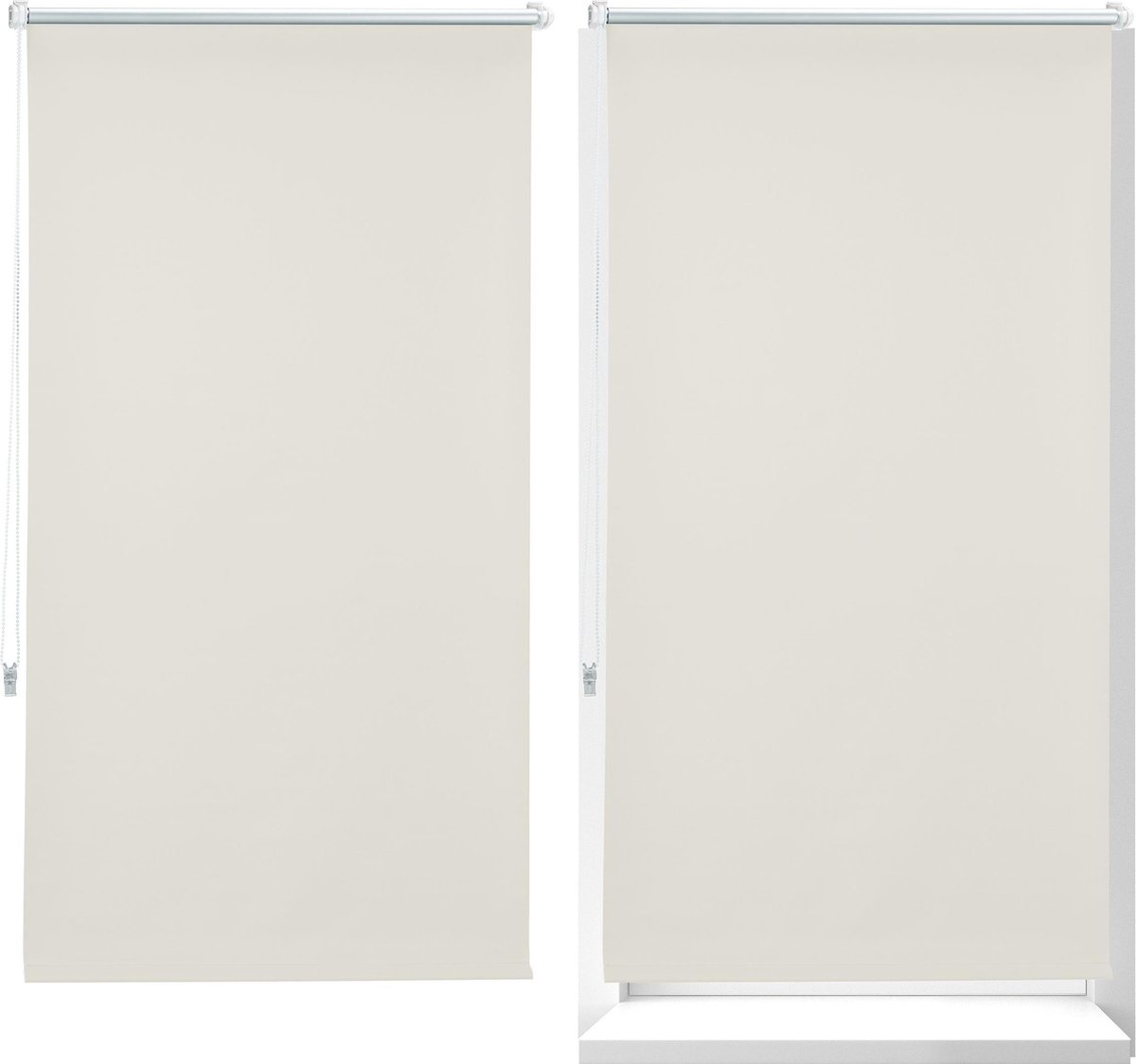 Relaxdays 2 x verduisterend rolgordijn beige - zonwerend - met klemmen – 80x210cm
