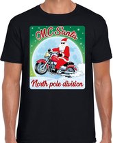 Fout Kerstshirt / t-shirt - MC Santa north pole division - motorliefhebber / motorrijder / motor fan zwart voor heren - kerstkleding / kerst outfit S