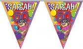 5x Leeftijd versiering vlaggenlijn / vlaggetjes / slinger Sarah 50 jaar geworden thema 10 meter