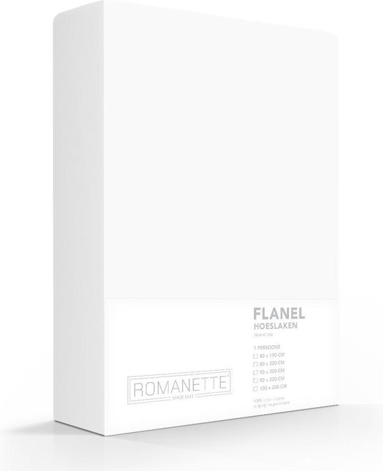 Drap-housse en flanelle Romanette blanc-200 x 200 cm