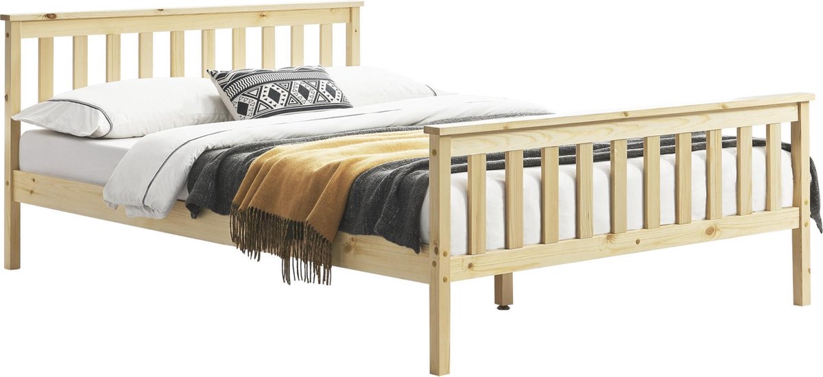 Houten bed Sterk massief grenen bedframe 140x200 cm hout