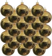 18x Gouden glazen kerstballen 6 cm - Glans/glanzende - Kerstboomversiering goud