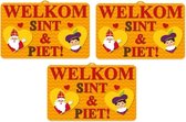 3x Sinterklaas 3D wanddecoratie - 58 x 38 cm - Sint en Piet versiering 3 stuks
