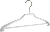 De Kledinghanger Gigant - 25 x Mantel / kostuumhanger metaal met broeklat, schouderverbreding en witte anti-slip coating, 40 cm