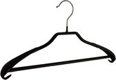 De Kledinghanger Gigant - 50 x Mantel / kostuumhanger metaal met broeklat, schouderverbreding en zwarte anti-slip coating, 40 cm