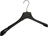 De Kledinghanger Gigant - 10 x Mantel / kostuumhanger kunststof zwart met schouderverbreding en rokinkepingen, 42 cm