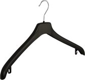 De Kledinghanger Gigant - 10 x Mantel / kostuumhanger kunststof zwart met anti-slip op schouderverbreding, 44 cm