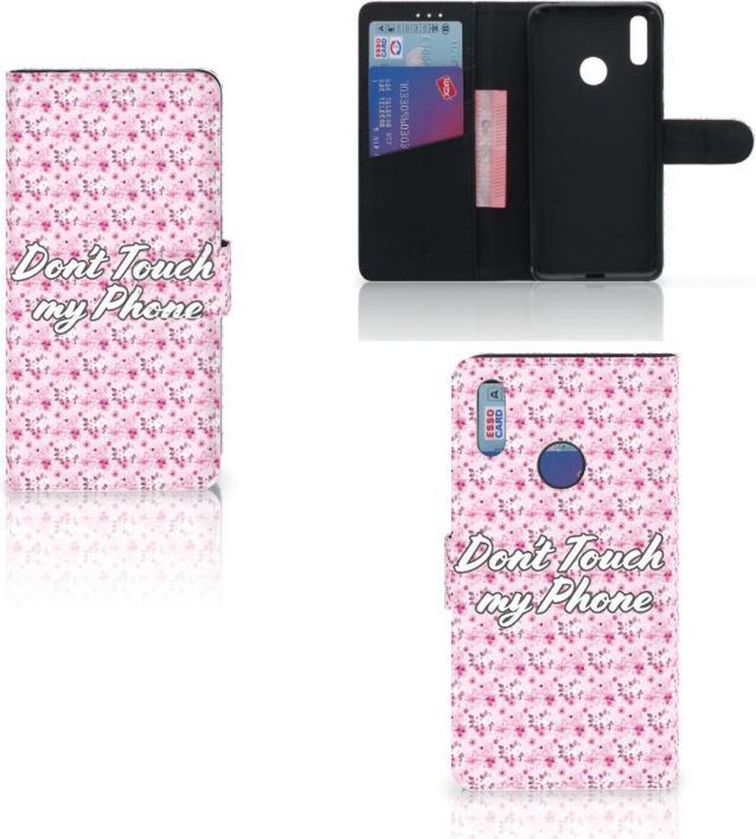 Huawei Y7 (2019) Portemonnee Hoesje Flowers Pink DTMP