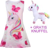 Eenhoorn jurk unicorn jurk eenhoorn kostuum - 98-104 (110) prinsessen jurk verkleedjurk + GRATIS knuffel