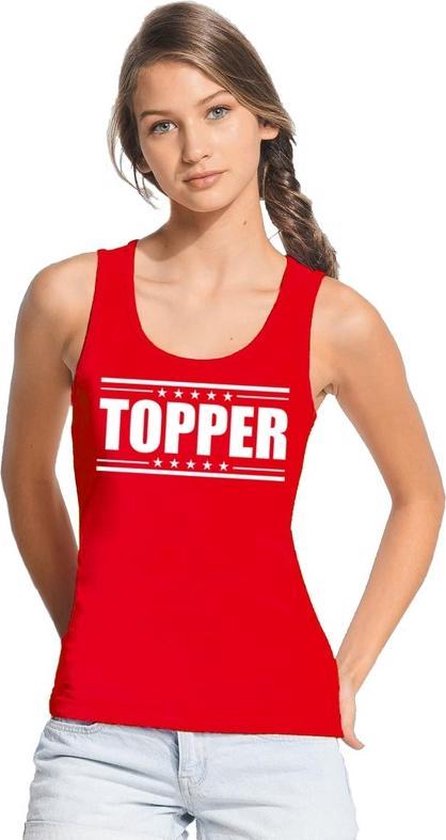 Zonnebrand meest synoniemenlijst Toppers Rood Topper mouwloos shirt/ tanktop in witteletters dames - Toppers  dresscode... | bol.com