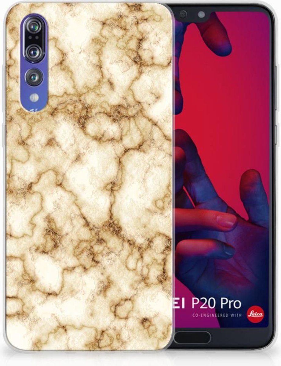 Huawei P20 Pro TPU Siliconen Hoesje Marmer Goud